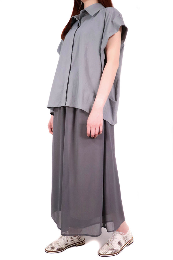 輕薄寬鬆造型裇衫 (日本布料) - 灰色 - Chic Collection