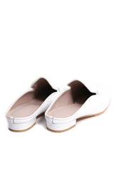 簡約牛皮拖鞋 - 白色 - Chic Collection