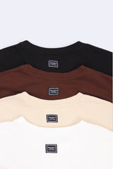 落肩荷葉袖簡約棉質上衣 - 白色