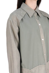 層次波浪接拼恤衫 (日本布料) -  綠色