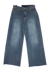 簡約闊腳牛仔褲 - 藍色