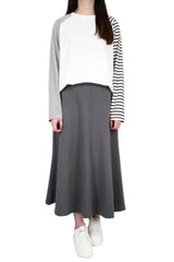 粗幼橫間袖棉質上衣 - 白色