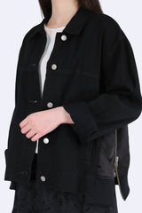 左右接拼側拉鍊牛仔外套