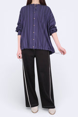 直條下擺束帶棉質裇