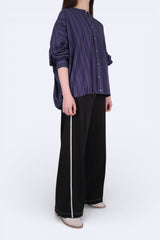 直條下擺束帶棉質裇