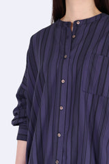 直條下擺束帶棉質裇