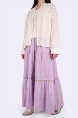 菱形紋側開叉裇衫外套 - 米白色