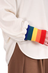 彩虹袖造型設計上衣 (日本布料) - 米白色