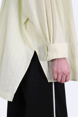 暗紋中長寬版開叉裇 - 檸檬黃色 - Chic Collection