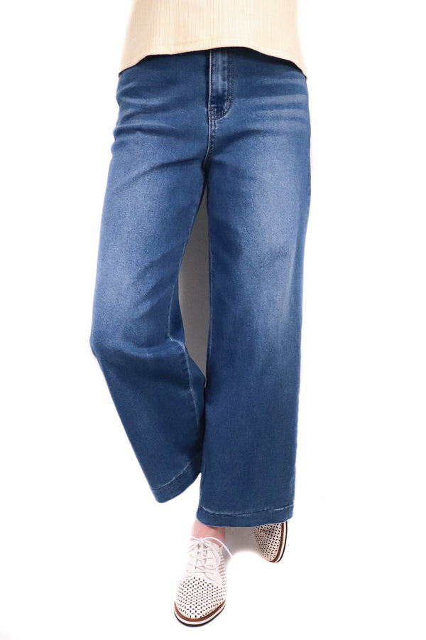 軟薄彈性闊褲 - 藍色 - Chic Collection