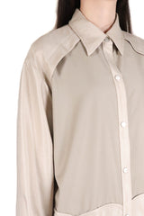 層次波浪接拼恤衫 (日本布料) - 杏色 - Chic Collection