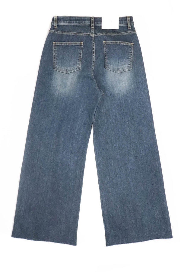 簡約闊腳牛仔褲 - 藍色 - Chic Collection