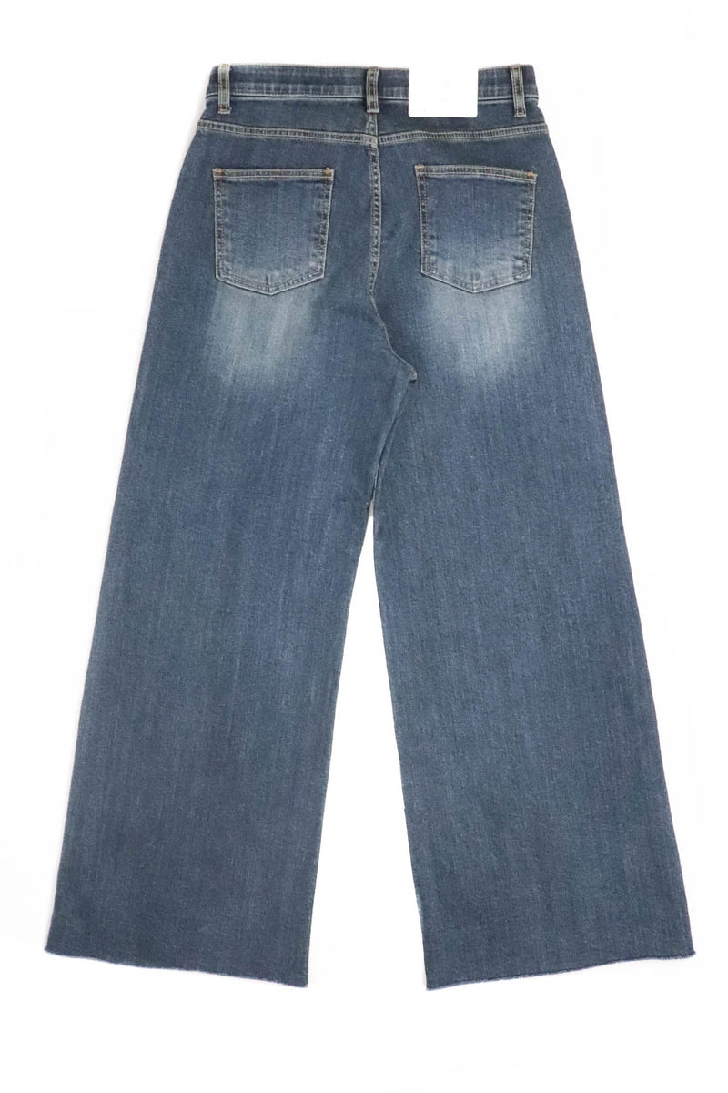 簡約闊腳牛仔褲 - 藍色 - Chic Collection