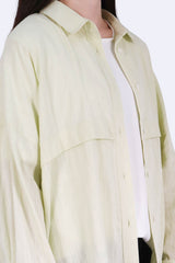 暗紋中長寬版開叉裇 - 檸檬黃色 - Chic Collection