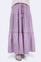 蘇蘇束繩金閃織線半截裙 - 紫色 - Chic Collection