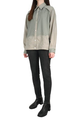 層次波浪接拼恤衫 (日本布料) - 綠色 - Chic Collection