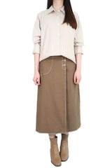 粗幼條子接拼裇衫 - 杏色 - Chic Collection