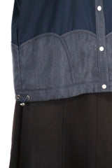 層次波浪接拼恤衫 (日本布料) - 藍色 - Chic Collection