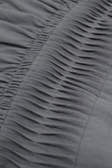 壓摺設計棉麻半截裙 - 灰藍色 - Chic Collection