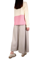 下織布拼棉質上衣 (拼日本布料) - 米白色 - Chic Collection