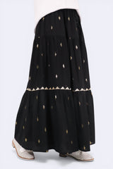 蘇蘇束繩金閃織線半截裙 - 黑色 - Chic Collection