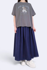 小狗印花寬鬆棉質上衣 - 灰色 - Chic Collection