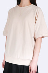 簡約牛角袖棉質上衣 - 杏色 - Chic Collection