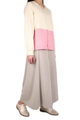 下織布拼棉質上衣 (拼日本布料) - 米白色 - Chic Collection