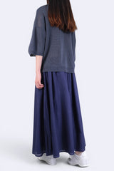 花花刺繡鈕扣針織外套 - 藍色 - Chic Collection