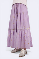 蘇蘇束繩金閃織線半截裙 - 紫色 - Chic Collection