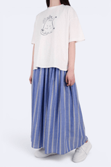 貓貓刺繡竹節棉質上衣 - 白色 - Chic Collection