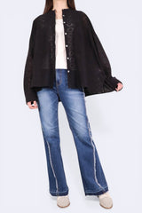 菱形紋側開叉裇衫外套 - 黑色 - Chic Collection