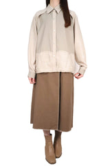 層次波浪接拼恤衫 (日本布料) - 杏色 - Chic Collection