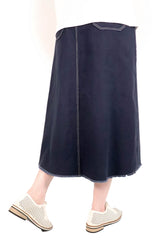 鈕扣造型半截裙 - 藍色 - Chic Collection