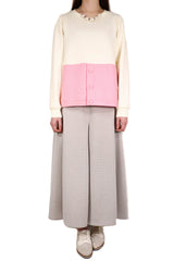 下織布拼棉質上衣 (拼日本布料) - 米白色 - Chic Collection