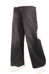 簡約闊腳牛仔褲 - 碳黑色 - Chic Collection