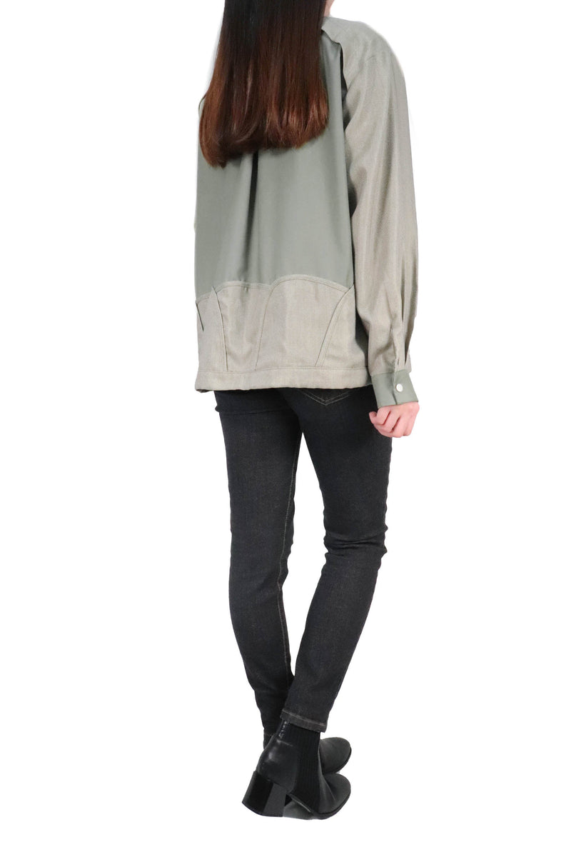 層次波浪接拼恤衫 (日本布料) - 綠色 - Chic Collection