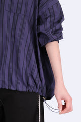 直條下擺束帶棉質裇 - Chic Collection