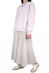 毛絨滾邊拼彩點棉質上衣 (拼日本布料) - 紫色 - Chic Collection