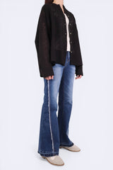 菱形紋側開叉裇衫外套 - 黑色 - Chic Collection