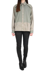 層次波浪接拼恤衫 (日本布料) - 綠色 - Chic Collection