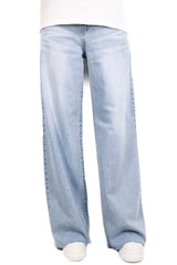 洗水邊牛仔闊褲 - 淺藍色 - Chic Collection