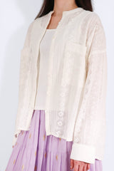 菱形紋側開叉裇衫外套 - 米白色 - Chic Collection