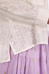 菱形紋側開叉裇衫外套 - 米白色 - Chic Collection