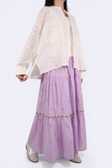 菱形紋側開叉裇衫外套 - 米白色 - Chic Collection