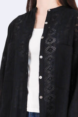 菱形紋側開叉裇衫外套 - 黑色 - Chic Collection