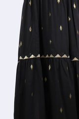 蘇蘇束繩金閃織線半截裙 - 黑色 - Chic Collection