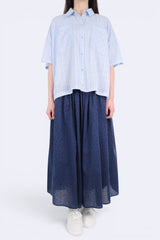透格紋質感袋口恤衫 - 淺藍色 - Chic Collection
