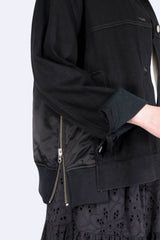 左右接拼側拉鍊牛仔外套 - Chic Collection