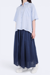 透格紋質感袋口恤衫 - 淺藍色 - Chic Collection